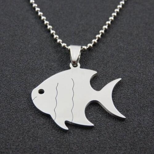 High Polished Fashion Stainless Steel Ocean Fish Necklace Pendant For Men & Women Gift Jewelry Accossries