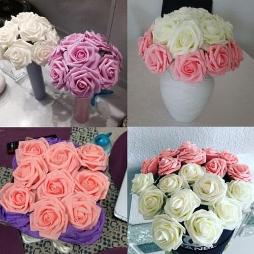 Yoshiko Pe foam Roses fake Flower Bouquet Artificial PE Foam Flower For Wedding Bride Bouquet Party Home DIY Decoration