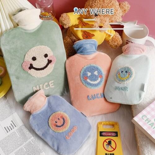 Macaron Winter Hand Warmer Smiling Face Hot Water Bag Fruit Water Injection Portable Hand Warming Water Bag Hot Water Bottles