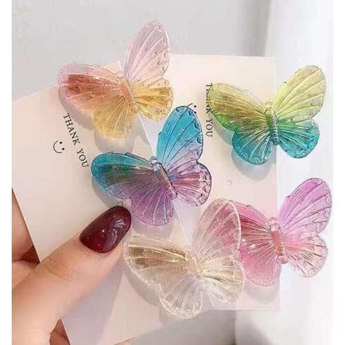1PC Girls Gradient Butterfly Cartoon Hairpin Children Fashion Hair Clips For Hair Barrettes Headband Hair Accessories