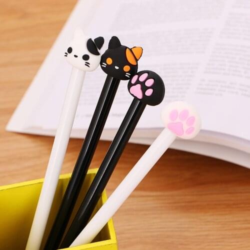 100 Pcs Creative Stationery Cat Claw Neutral Pen All Needle Head Black Signature Lovely Cartoon Student Water Pen Kawaii
