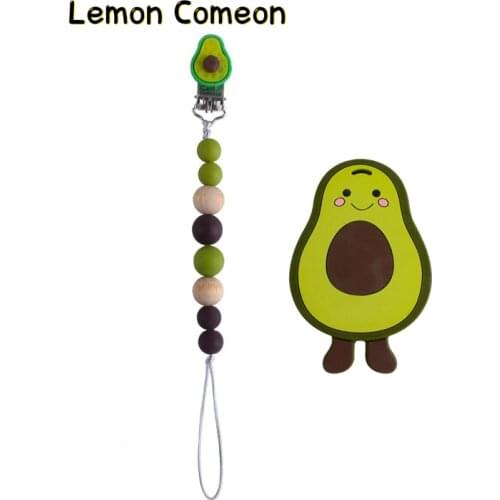 Lemon Comeon Baby Pacifier Chain Avocado Silicone Molar Beads Silicone Pendant Teether Toy Tooth Gel Teething Toy Product 2Pcs