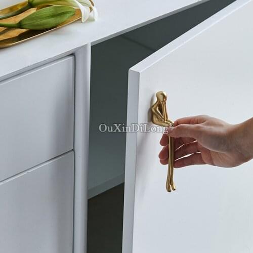 2PCS Creativity Brass Furniture Handle Nordic Minimalist Wardrobe Door Pens Drawer Cabinet Pulls Cupboard Copper Knobs GF461