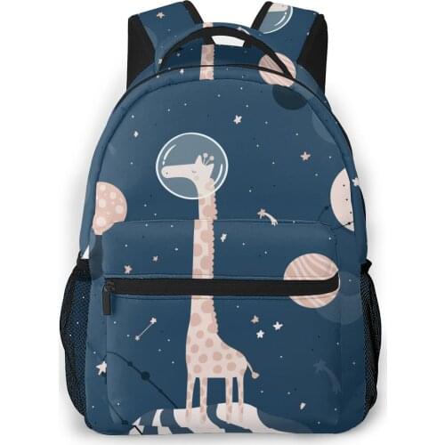 2021 Backpack Women Shoulder Bag Cute Giraffe In Space Fashion School Bag For Teenage Girl Backpacks Travel Bag