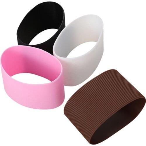 4pcs Silicone Heat-resistant Cup Sleeve Protective Non-slip Water Glass Cover Reusable Sleeve for Bottle Mug