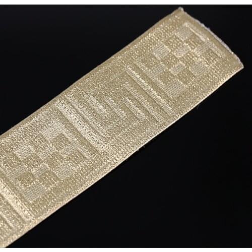 50mm Elastic Stretch Gold Ribbon Embossed Tape Webbing Applique Embellishment Band Trimming for Belt Clothes 20yard/T1189