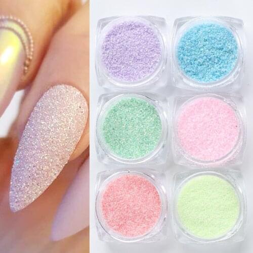 6 BOX Superfine Shimmer Nail Glitter Set Sugar Powder Pink Blue Sandy Pigment Flakes Design Nail Art Decorations Dust NF1539-28