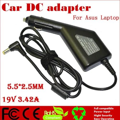 JIGU High quality DC Power Car Adapter Charger 19V 3.42A For Asus Laptop 5.5*2.5MM 65W Input DC11-15V max 10A Free shipping