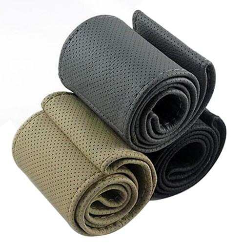 DIY Soft Faux Leather Car Auto Steering Wheel Cover with Needle and Thread