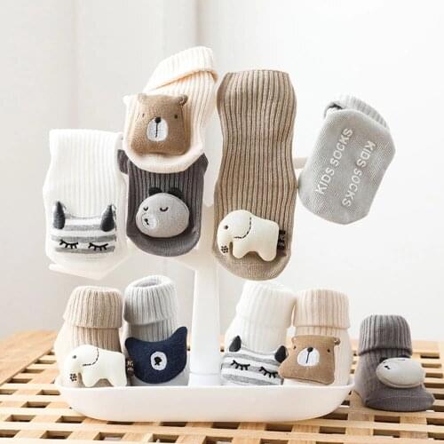 Baby Socks Autumn Winter Soft Cotton Baby Girls Foot Cover Newborn 3D Cartoon Animal Cute Bebe Socks Anti Slip Floor Sock Spring