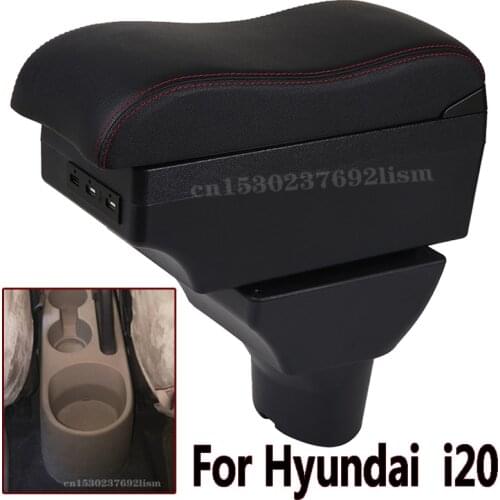 For Hyundai I20 Armrest 2012-2018 Interior Parts special Retrofit parts Car Armrest box Center Storage box USB LED