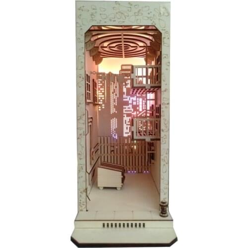 Dropshipping DIY Diagon Alley Wooden Book Nook Art Handmade Book Nooks Decoration Urban Corner Bookshelf Birthday Gift