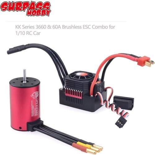SURPASS HOBBY 3660 5.0mm Waterproof Brushless Motor 1750KV 2200KV 2600KV 3100KV 3500KV w/ 60A ESC for RC Car