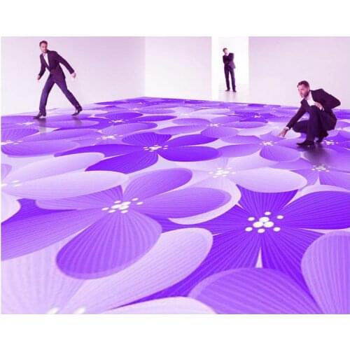 Photo wallpaper mural floor 3D purple flower floor Waterproof floor mural painting Home Decoration