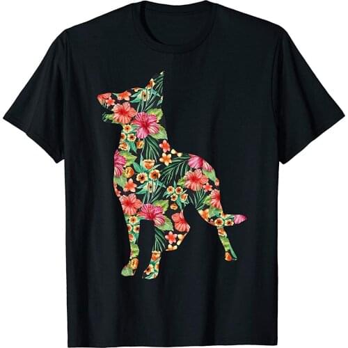 German Shepherd Flower Funny Dog Silhouette Floral Gifts T-Shirt