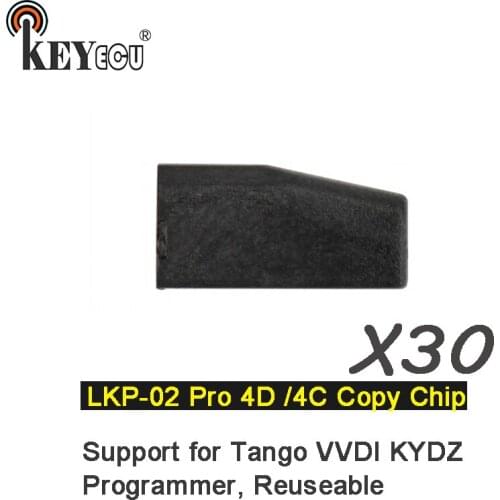KEYECU 30x LKP-02 Pro 4D /4C Copy Chip Transponder key Chip for Tango VVDI KYDZ Programmer, Reuseable 4C/ 4D60/ 61/ 62/ 64 (4E)