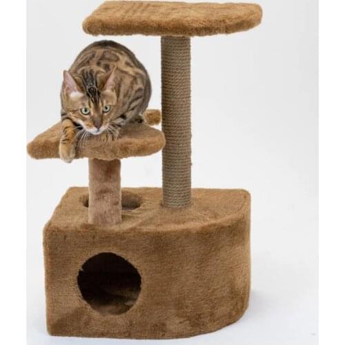 Cat House-scratching post "PetTails" corner with a step 48 х 51 х 71 cm dark gray