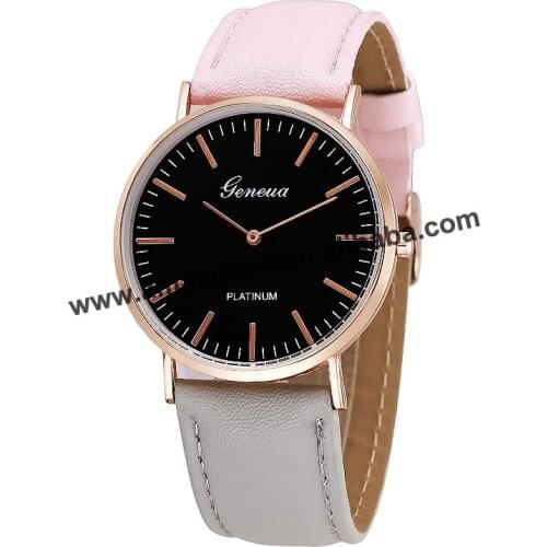 Fashion Women Leather Belt Rainbow Multicolor Women Quartz Watch Pink Grey Two Color Strap Watches Lady Dress Wrist Watches