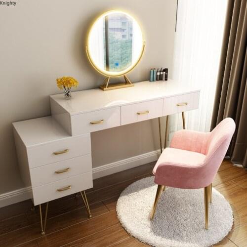 Nordic Makeup Dressing Table Bedroom Storage Cabinet Makeup Vanity Desk Apartment Modern Light Luxury Bedroom Furniture Set Mc