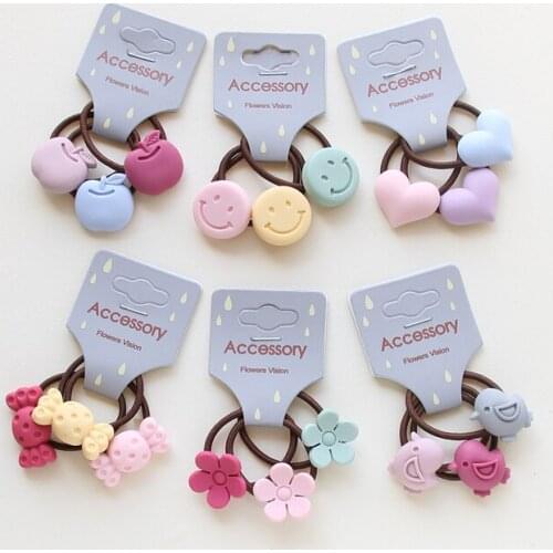 3PCS New Apple Smiley Face Kids Elastic Hair Bands Baby Headdress Princess Headwear Children Hair Ropes Girls Hair Accessories