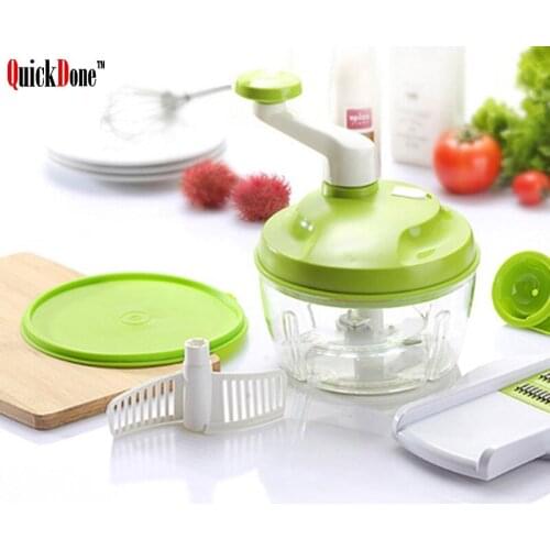 QuickDone Vegetable Cutter Hand Speedy Chopper Spiral Slicer Meat Grinder Egg Stirrer Stainless Steel Blades KitchenTool AKC5003