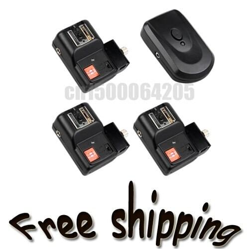 PT-04NE 4 Channels Wireless/Radio Flash Trigger SET with 1 Transmitter +3 Receivers +1 Sync Cord