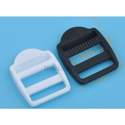 80pcs Adjustable strap buckle 26mm 1inch POM adjust buckles plastic ladder buckle luggage backpack staps black/white HLD/M16