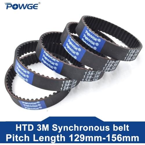 POWGE Arc HTD 3M Timing belt C= 144 147 150 153 width 6/9/15mm Teeth 48 39 50 51 HTD3M synchronous 144-3M 147-3M 150-3M 153-3M