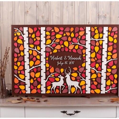 Grove of Birch Trees Rustic Autumn Theme Wedding Guest Book,Wooden Alternative Custom 3D Guest Book,Wood Guestbook,Wedding Decor