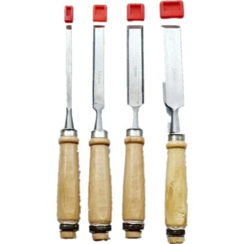 With Protective Cover Woodworking Chisel Set Stell Blades for Woodworking, Carving, Soft Grip Handles 4 Pcs 6 / 12 / 18 / 24 mm