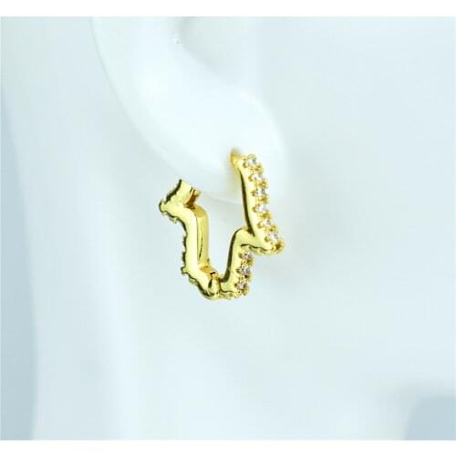 Hamsa ear ring crystal Turkish Hand Hamsa hoop earrings ladies personalized gold zircon round earrings jewelry