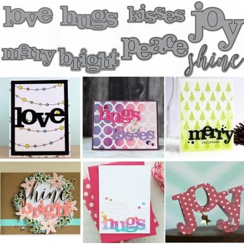 Bold Letter Words Hugs Love Metal Cutting Dies Stencil For Crafts Paper Cards DIY Scrapbooking Decoration Album Making 2019