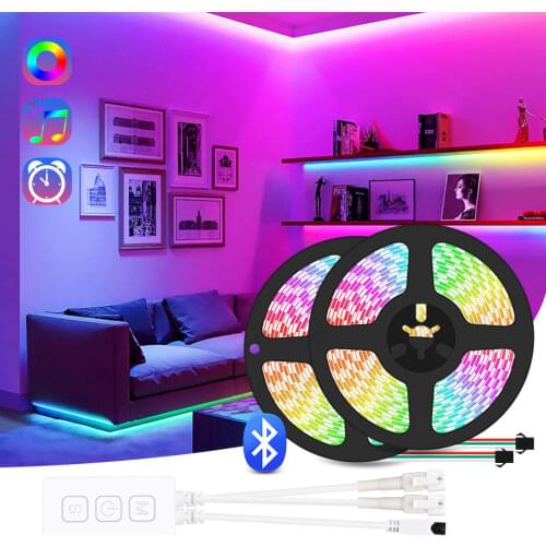 Dream color LED Strip Light Bluetooth-Compatible Music Control RGB IC Flexible Led Light Strip for Room TV Bedroom Party Kitchen