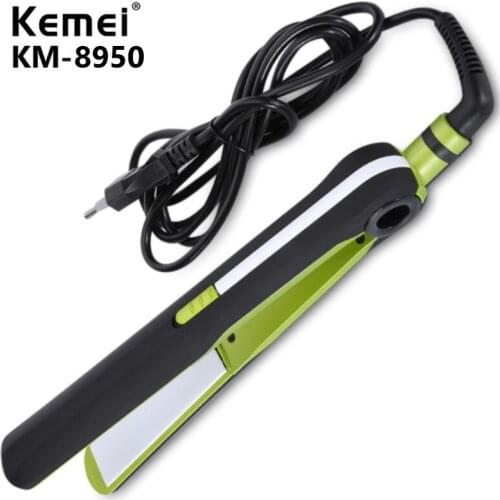 Hair straightener temperature adjustment tourmaline ion flat iron widened ceramic heating DIY plate design salon styling KM-8950