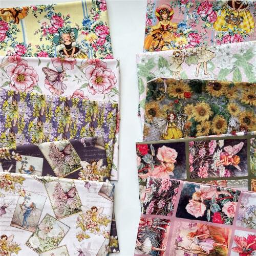 Wide110cm Flower Fairy Angel Cupid 100% Cotton Fabric Patchwork Sewing Material Diy Shirt Pillow mask Bedding handbag Patchwork