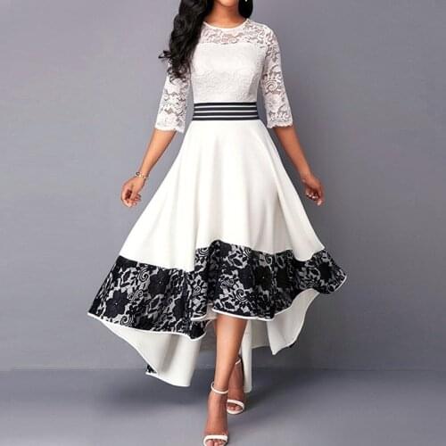 2021 New Summer Autumn Dress Women Elegant Sexy V Neck Dress Hollow Out White Lace Long Party Dress Casual Plus Size 3XL Maxi