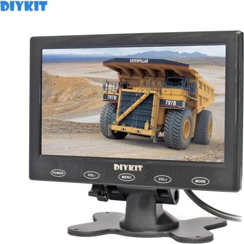 DIYKIT 7 inch LCD Touch Button Ultra-thin Screen Car Rear View Monitor + Remote Control for Car Truck Caravan Vans Trailer Use