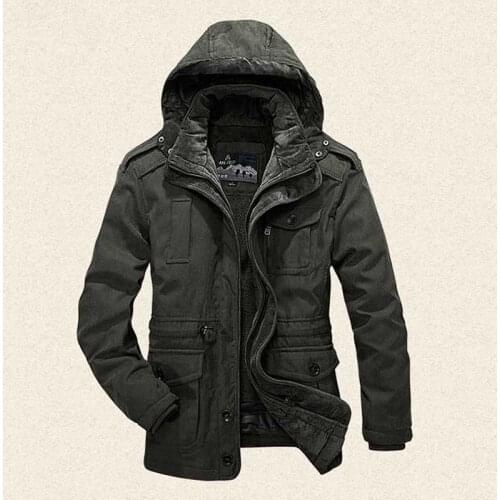 Winter Thick Warm Fleece Jacket Hooded Men Windbreaker Casual Coats Mid-Length Parkas Military Style Male Clothing Plus Size 4XL