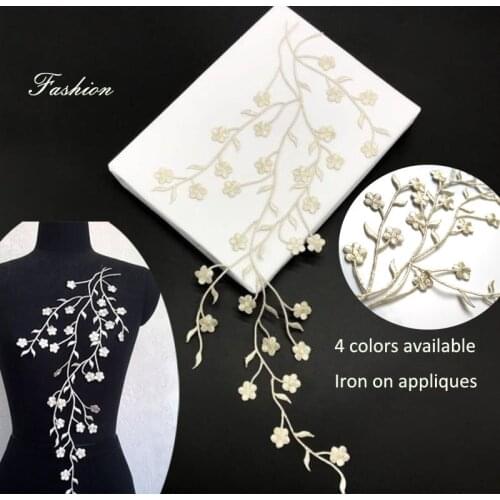 1pc 3D plum flowers embroidery Patches for clothing DIY 47cm big iron on parches applique for dresses