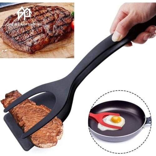1pcs Multifunctional 2 in 1 Non Stick Bread Egg Turners Cooking Tongs Gadgets For Kitchen Utensils Spatula Cooking Tool