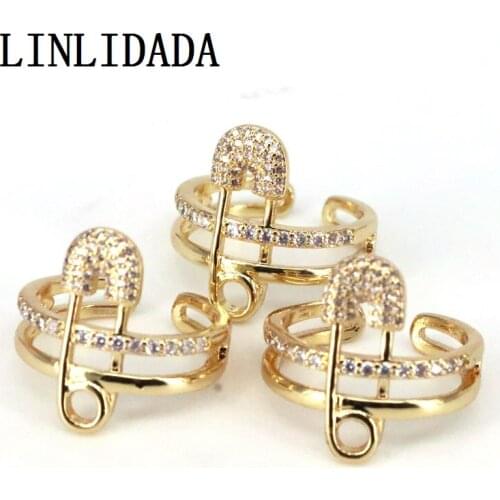10Pcs Classic Unique pin clip simple Cubic zirconia micro pave finger female cz gold rings for women jewelry 2021