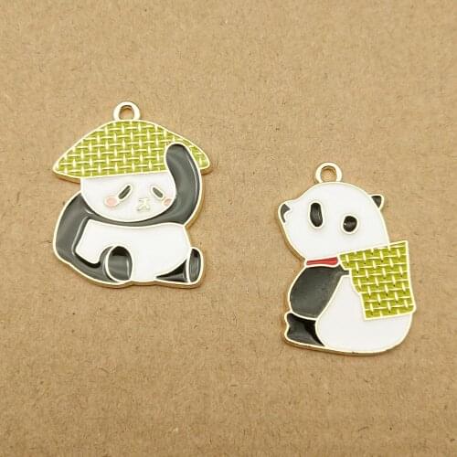 10pcs/lot Cute Panda Alloy Enamel Cartoon Chucky Animal Charms Fashion Jewelry Earring Bracelet DIY Making Floating New YZ698