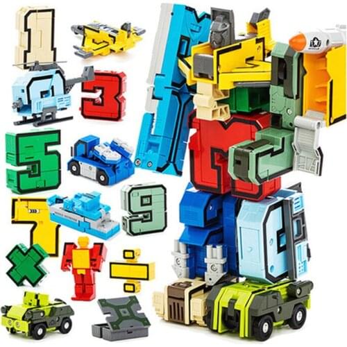 15Pcs Creative Blocks Assembling Educational Blocks Action Figure Transformation Number Robot Deformation Robot Toy For Children