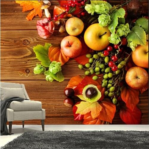 The custom 3D murals,beautiful maple leaves apple, cafe wall restaurant the kitchen the dining room wall background wall paper