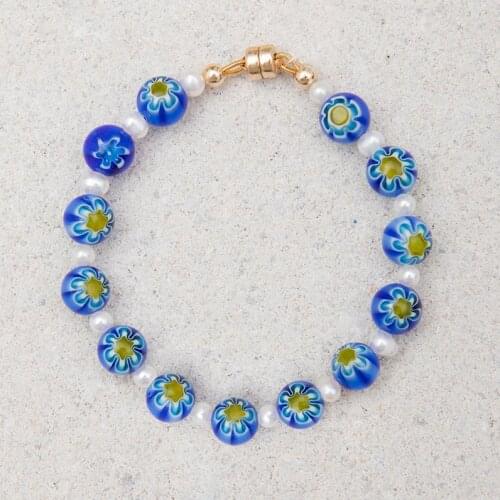 Aliexpress eliou Freshwater pearl creative design jewelry for women Party accessories SENNA glass Millefiori bracelet