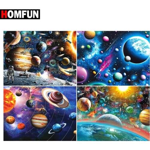 HOMFUN DIY 5D Diamond Painting "Planet universe space" Full Diamond Embroidery Sale Picture Of Rhinestones For Festival Gifts