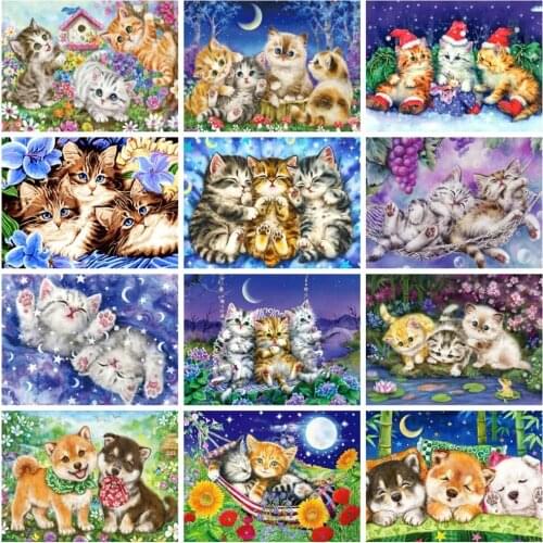 Diy Diamond Painting Cat Home Decor Embroidery Mosaic Animal Cute Pet Cross Stitch Rhinestone Embroidery Wall Art Pictures