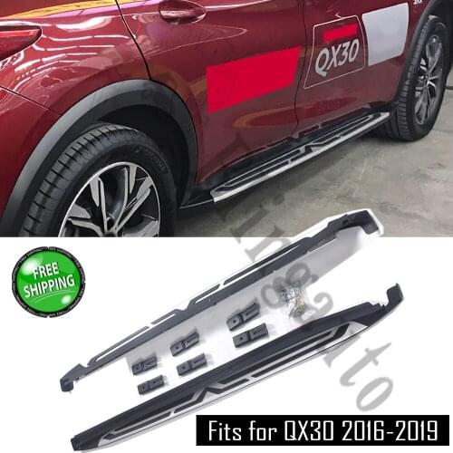 Side step fits for I nfitini QX30 2016-2019 2Pcs left right running board side steps nerf bar car pedal side stairs