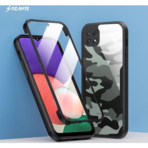 Rzants For Samsung Galaxy A22 5G 4G Case [360 Full Body] Camouflage Bettle Clear Cover WITHOUT Built in Screen Protector Casing