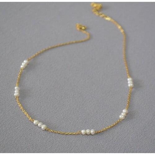 Factory price Choker gold plated chain freshwater pearl necklace elegant jewelry for women